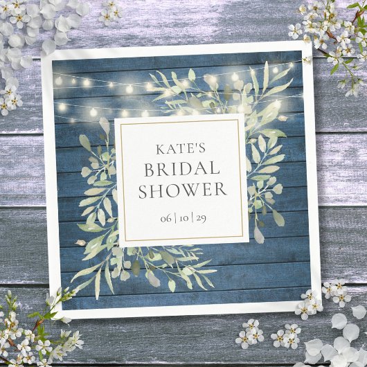 Serviette En Papier Lumières de Chaîne en Bois Rustique de la Verdure 