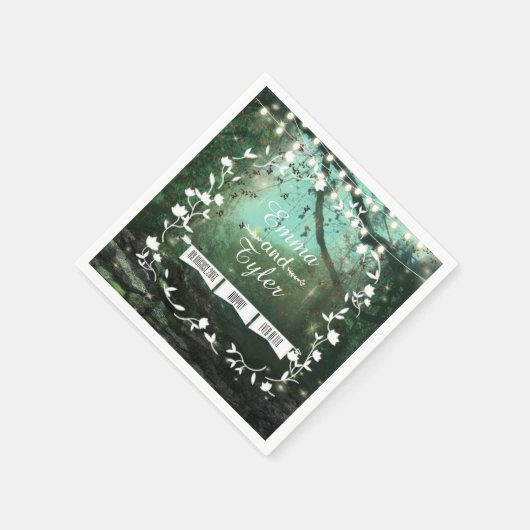 Serviette En Papier Lumières de forêt enchantées Serviettes de Mariage (Coin)