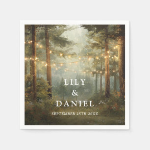 Serviette En Papier Lumières de forêt rustiques boho Photo mariage