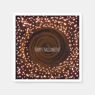 Serviette En Papier Lumières de Halloween noires et orange pour fête