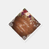 Serviette En Papier Lumières de Jar en Bois de Mariage Rustique Fleur  (Coin)