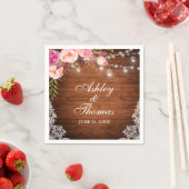 Serviette En Papier Lumières de Jarres en Bois de Mariage Rustique Fle (En situation)