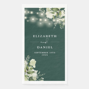 Serviette En Papier Lumières de mariage de verdure d'émeraude