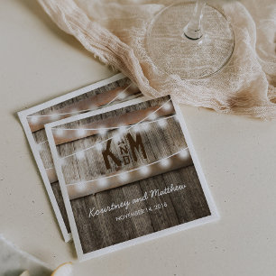 Serviette En Papier Lumières de mariage rustiques de campagne en guirl