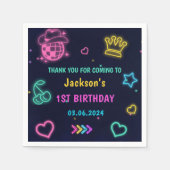 Serviette En Papier Lumières de Neon lumineux Merci fête d'anniversair (Devant)