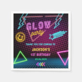 Serviette En Papier Lumières de Neon lumineux Merci fête d'anniversair (Devant)