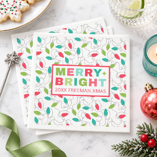 Serviette En Papier Lumières de Noël Colorées Fête Joyeuse et Lumineus