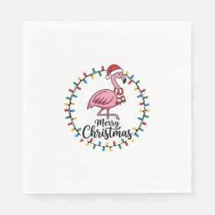 Serviette En Papier Lumières de Noël Flamant Rose Fêtes