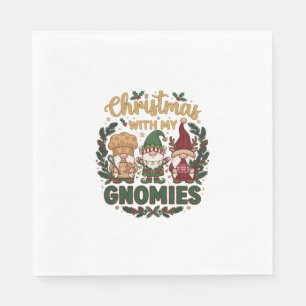 Serviette En Papier Lumières de Noël Gnomes Bâton de Bonbon
