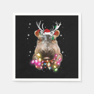 Serviette En Papier Lumières de Noël Hippo Fiona Hippopotamus Lover