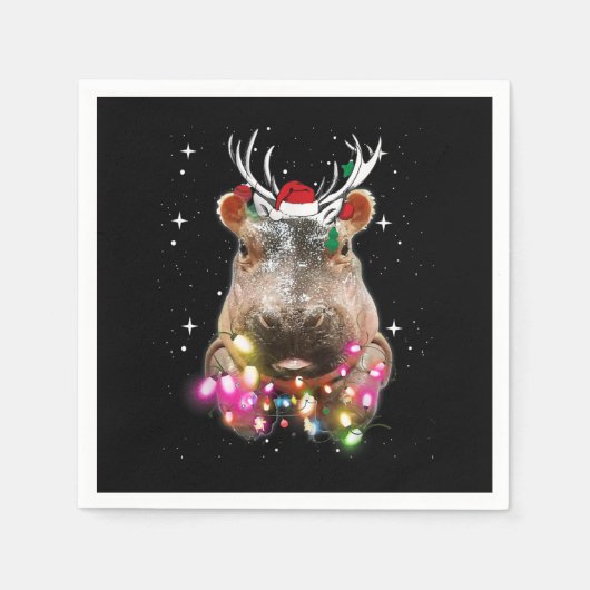 Serviette En Papier Lumières de Noël Hippo Fiona Hippopotamus Lover (Devant)