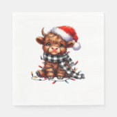 Serviette En Papier Lumières de Noël Vache Highland Bébé Lumière de No (Devant)