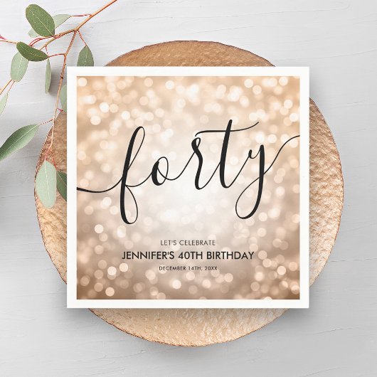 Serviette En Papier Lumières de Parties scintillant or Rose moderne 40