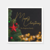 Serviette En Papier Lumières dorées Joyeux Noël moderne (Devant)