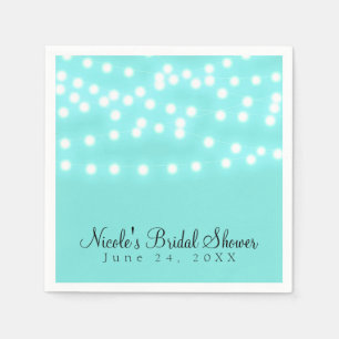 Serviette En Papier Lumières élégantes turquoise moderne et à ficelle