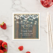 Serviette En Papier LUMIÈRES EN BOIS RUSTIQUE LACE Merci Mariage (En situation)