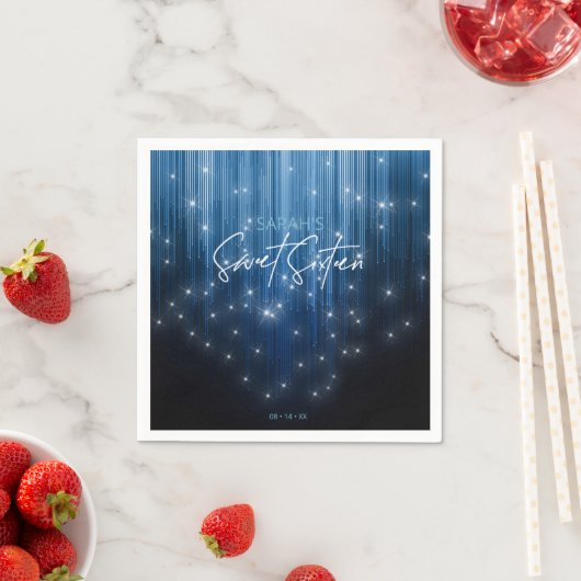 Serviette En Papier Lumières en cascade Sweet 16 Blue ID790 (En situation)