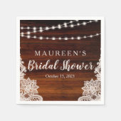 Serviette En Papier Lumières et dentelle Fête des mariées en bois rust (Devant)