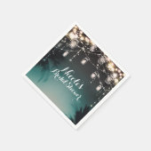 Serviette En Papier Lumières Étincelantes Palmiers Elégant Mariage Pla (Coin)