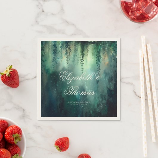 Serviette En Papier Lumières Fées de Forêt Enchantée Jardin Chic Maria (En situation)