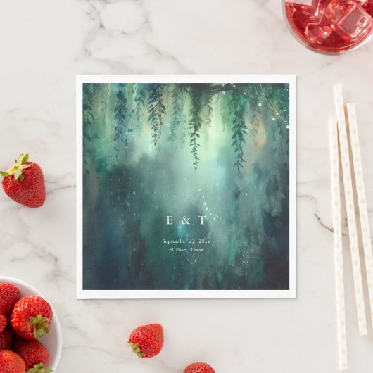 Serviette En Papier Lumières Fées de Forêt Enchantée Jardin Chic Maria (En situation)