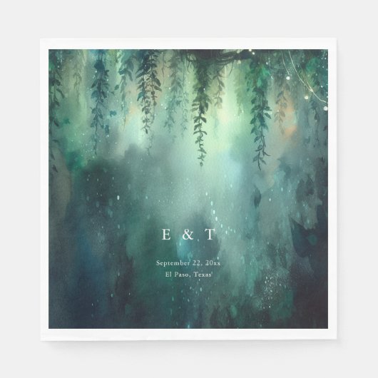 Serviette En Papier Lumières Fées de Forêt Enchantée Jardin Chic Maria (Devant)