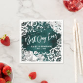 Serviette En Papier Lumières, Fleurs et dentelle Rustique Turquoise Me (En situation)