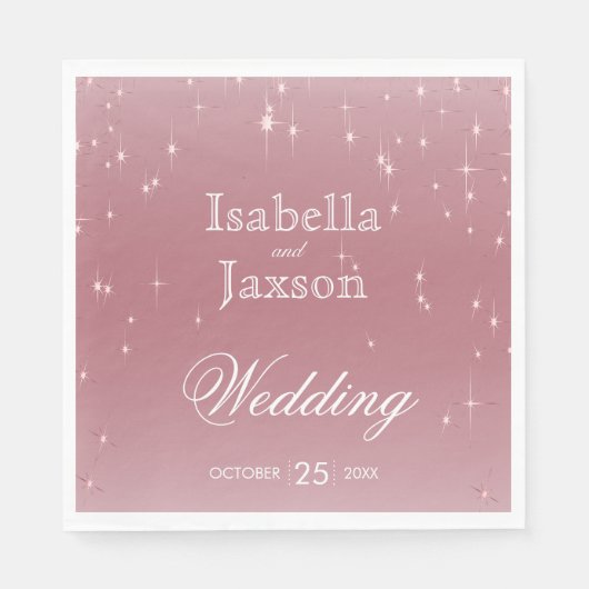 Serviette En Papier Lumières Gold Star Rose (Devant)