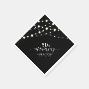 Serviette En Papier Lumières Guirlandes   50e Anniversaire de Mariage 