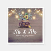 Serviette En Papier Lumières Mason Jar et tournesols Mariage rustique (Devant)