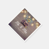 Serviette En Papier Lumières Mason Jar et tournesols Mariage rustique (Coin)