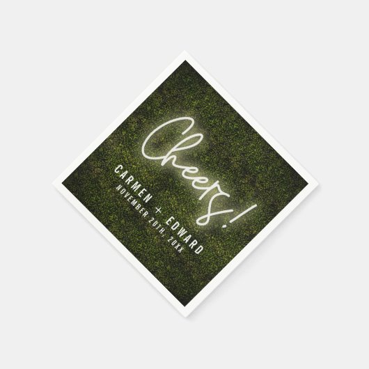 Serviette En Papier Lumières Neon Blanches Mariage (Coin)