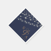 Serviette En Papier Lumières Russe Navy Blue & Gold String (Coin)