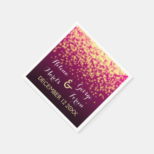 Serviette En Papier Lumières scintillantes dans le ciel mariage rouge  (Coin)