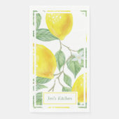 Serviette En Papier Lumineux citrons et texte personnalisé Feuille (Devant)