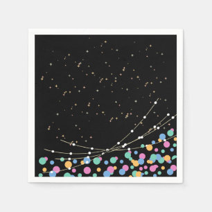 Serviette En Papier Luminosité et roulis noir basque d'anniversaire