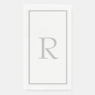 Serviette En Papier Luminosité Gris Monogramme Initiales Nom personnal