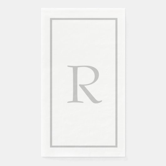 Serviette En Papier Luminosité Gris Monogramme Initiales Nom personnal (Devant)