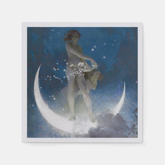 Serviette En Papier Luna Goddess at Night Scattering Stars (Devant)