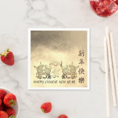 Serviette En Papier Lunaire chinois métal Ox Nouvel An 2021 PN (En situation)