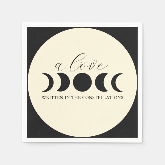 Serviette En Papier Lunar Luxe Black & Cream Moon Mariage (Devant)