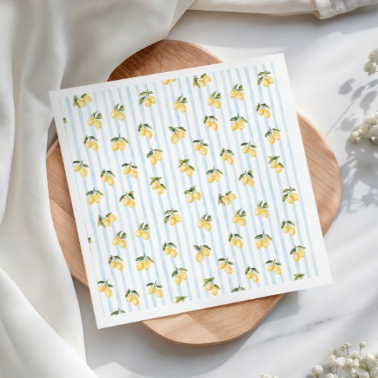 Serviette En Papier Lunch Bridal Shower Italien Bleu Citron