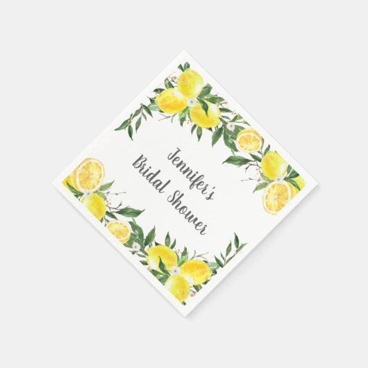 Serviette En Papier Lunch de mariage Gold Lemon et Verdure (Coin)