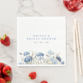 Serviette En Papier Lunch de mariage Hydrangeas Bleus & Papillons (En situation)