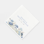 Serviette En Papier Lunch de mariage Hydrangeas Bleus & Papillons (Coin)