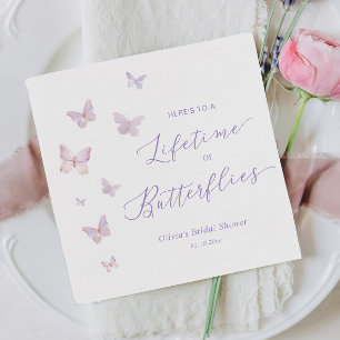 Serviette En Papier Lunch de mariage Papillons pour toute une vie