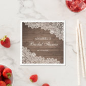 Serviette En Papier Lunch personnalisé de mariage rustique en bois et (En situation)