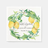 Serviette En Papier Luncheon nuptial vert citron blanc fleuri (Devant)