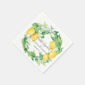 Serviette En Papier Luncheon nuptial vert citron blanc fleuri (Coin)