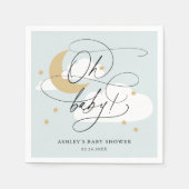 Serviette En Papier Lune bleue et étoiles Script Oh Baby shower servie (Devant)